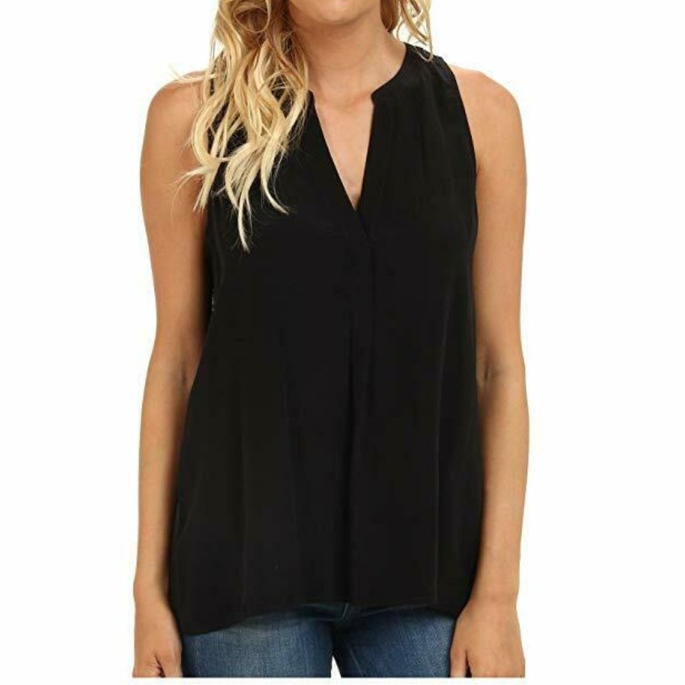 Joie Aruna Silk Sleeveless Blouse, Black Caviar